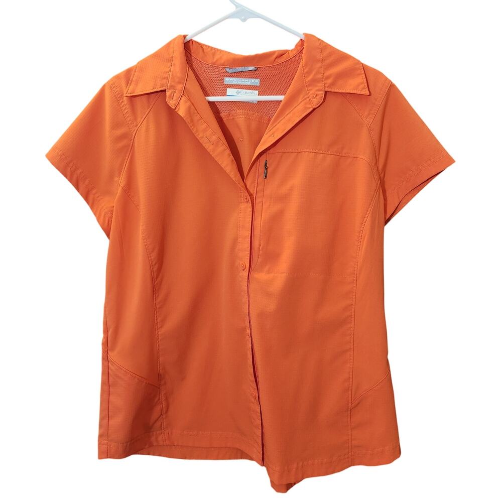 Columbia Women's Silver Ridge Short Sleeve Hiking Shirt Orange Size XL